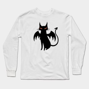 The spirits of the night: dark winged cat Long Sleeve T-Shirt